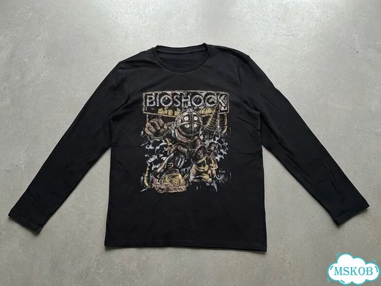 Лонгслив мужской черный Bioshok streetwear vintage AD0047 фото 1
