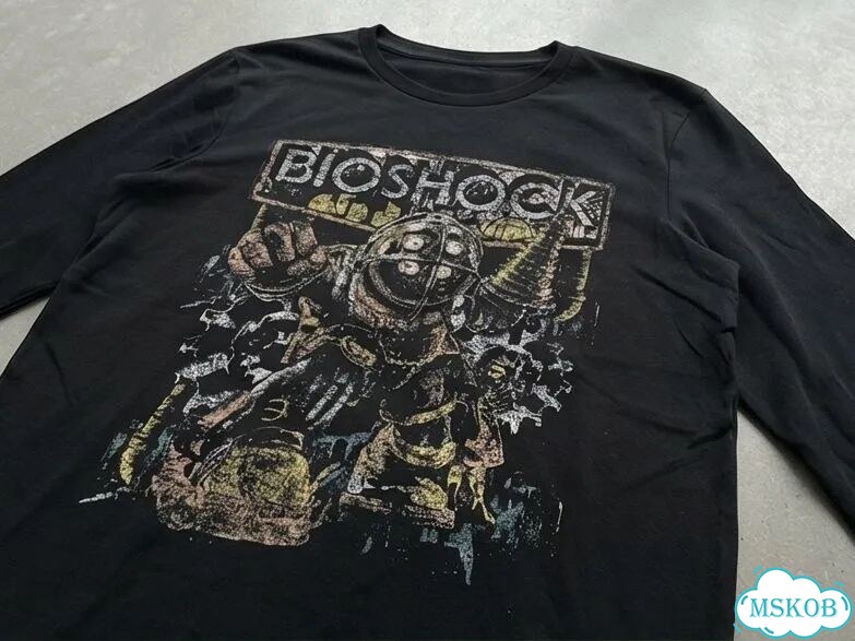 Лонгслив мужской черный Bioshok streetwear vintage AD0047 фото 3