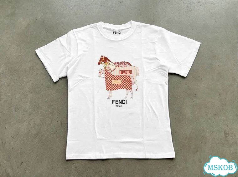 Футболка мужская белая Fendi Roma Три Лошади streetwear vintage AC0091 фото 1