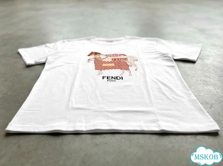 Футболка мужская белая Fendi Roma Три Лошади streetwear vintage AC0091 фото 3