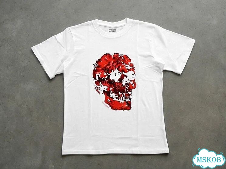 Футболка мужская Alexander McQueen белая (череп) luxury archive type AC0093 фото 1