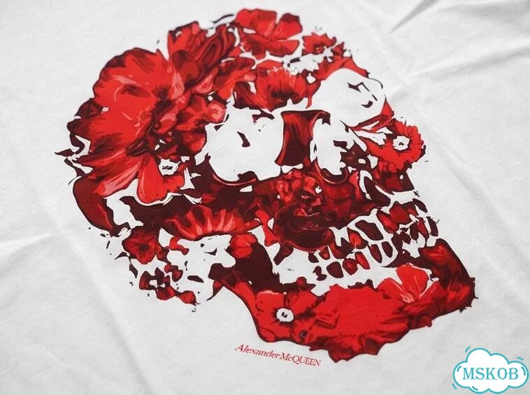 Футболка мужская Alexander McQueen белая (череп) luxury archive type AC0093 фото 3