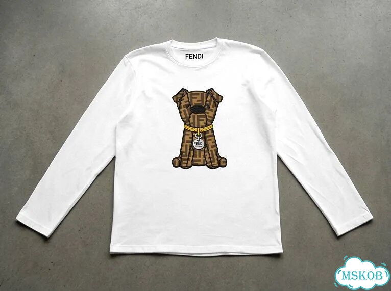 Лонгслив мужской белый Fendi Roma SS26 (собака) streetwear vintage AC0094 фото 1