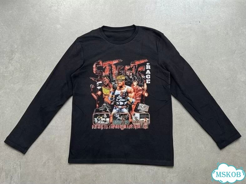 Лонгслив мужской черный Street of rage streetwear vintage AD0042 фото 1
