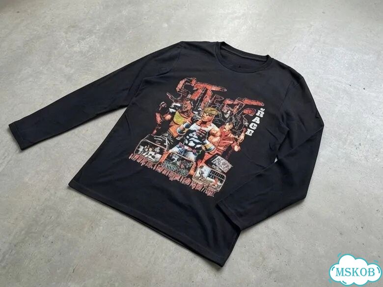 Лонгслив мужской черный Street of rage streetwear vintage AD0042 фото 2