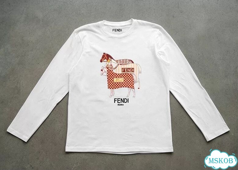 Лонгслив мужской белый Fendi Roma Три Лошади streetwear vintage AC0091 фото 2