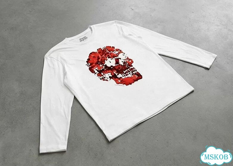 Лонгслив мужской Alexander McQueen белый (череп) luxury archive type AC0093 фото 1
