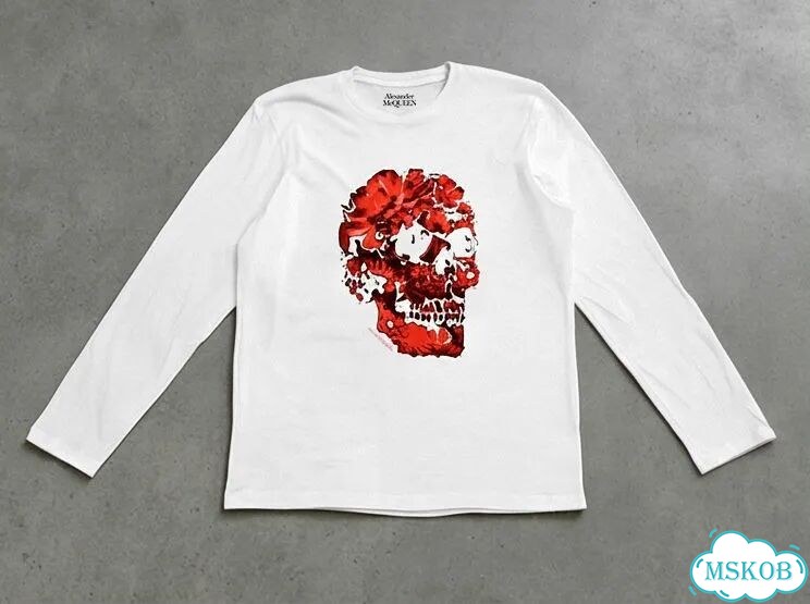 Лонгслив мужской Alexander McQueen белый (череп) luxury archive type AC0093 фото 2