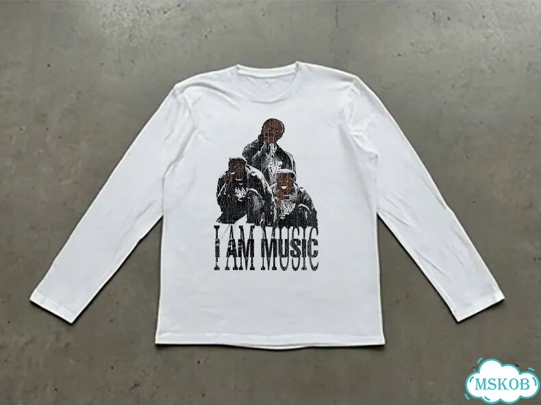 Лонгслив мужской белый I am music play boy carti streetwear vintage AD0039 фото 1