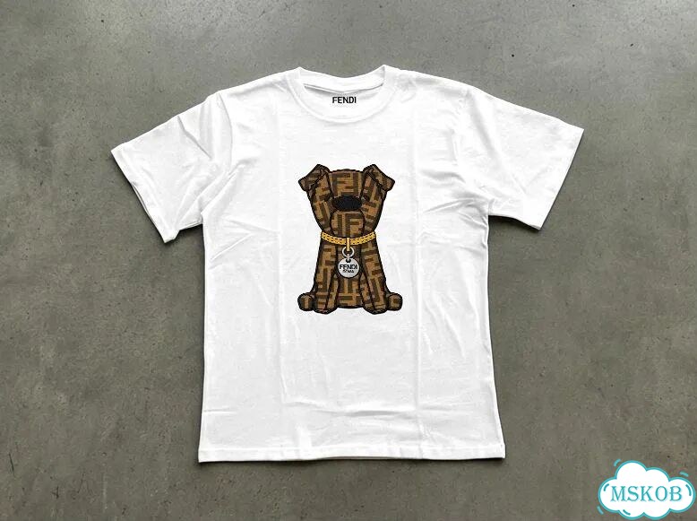 Футболка мужская белая Fendi Roma SS26 (собака) streetwear vintage AC0094 фото 1