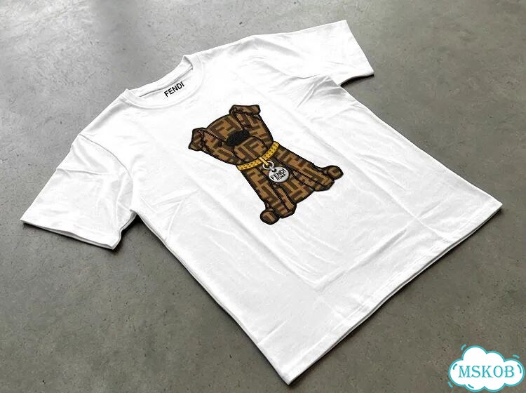 Футболка мужская белая Fendi Roma SS26 (собака) streetwear vintage AC0094 фото 2
