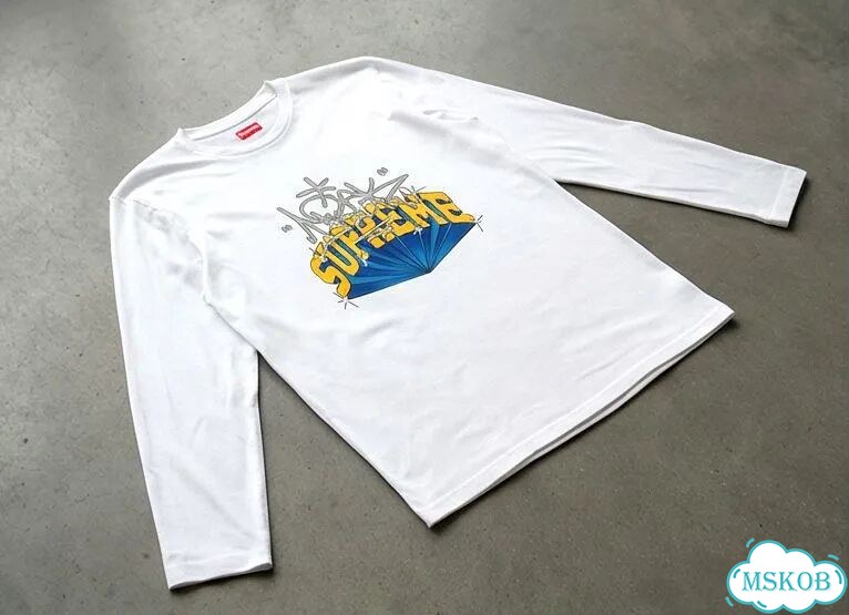 Лонгслив мужской Supreme белый (с желтыми буквами) streetwear vintage AC0092 фото 2