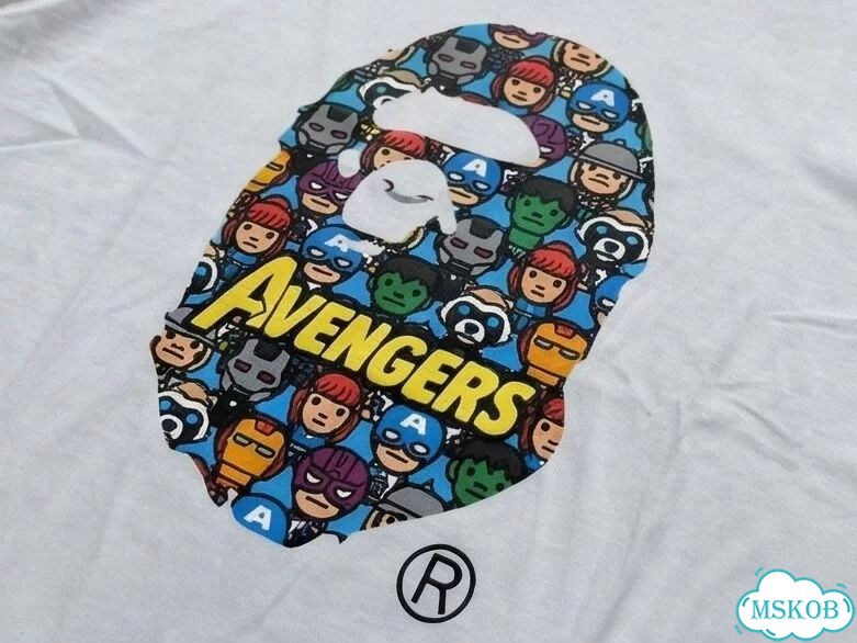 Футболка мужская Bape белая Marvel Avengers streetwear vintage AD0033 фото 3