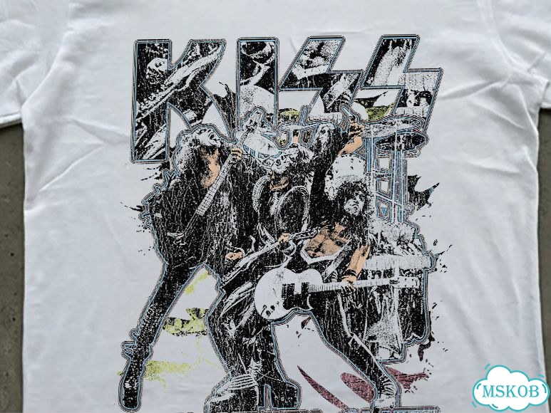 Футболка мужская белая Kiss Rock and Roll streetwear vintage AD0043 фото 3