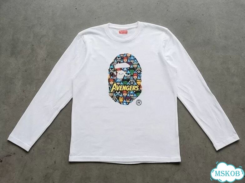 Лонгслив мужской Bape белый Marvel Avengers streetwear vintage AD0033 фото 1