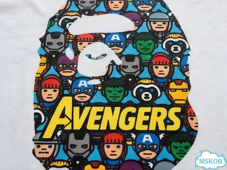 Лонгслив мужской Bape белый Marvel Avengers streetwear vintage AD0033 фото 3