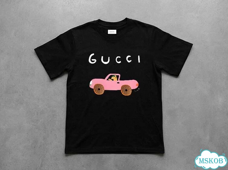 Футболка мужская Gucci черная Собака в машине luxury archive type AC0096 фото 1
