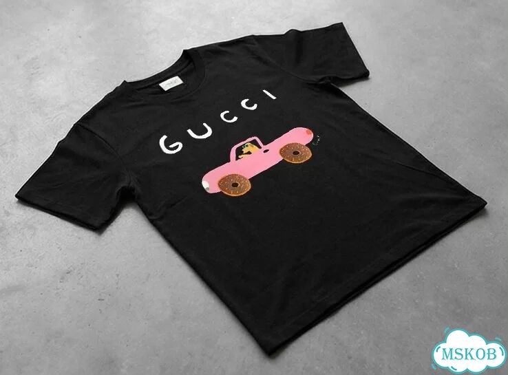 Футболка мужская Gucci черная Собака в машине luxury archive type AC0096 фото 2