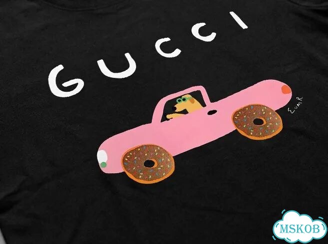 Футболка мужская Gucci черная Собака в машине luxury archive type AC0096 фото 3