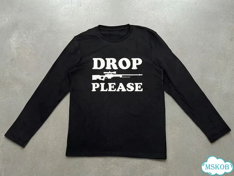 Лонгслив мужской черный Drop please streetwear vintage AD0027 фото 1