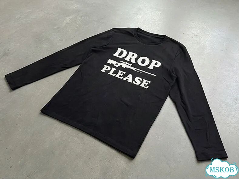 Лонгслив мужской черный Drop please streetwear vintage AD0027 фото 2