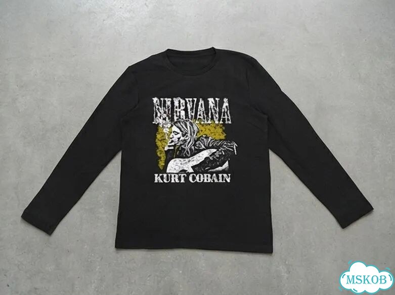 Лонгслив мужской черный Nirvana Kurt Cobain streetwear vintage AD0036 фото 1
