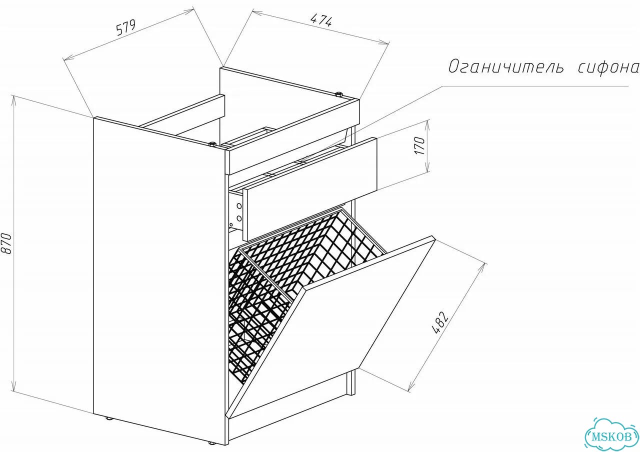 Тумба с раковиной diwo Тольятти 120 L с корзиной фото 8