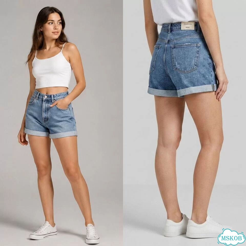 Джинсовые шорты Stradivarius р 46, M EUR 38, mom фото 3