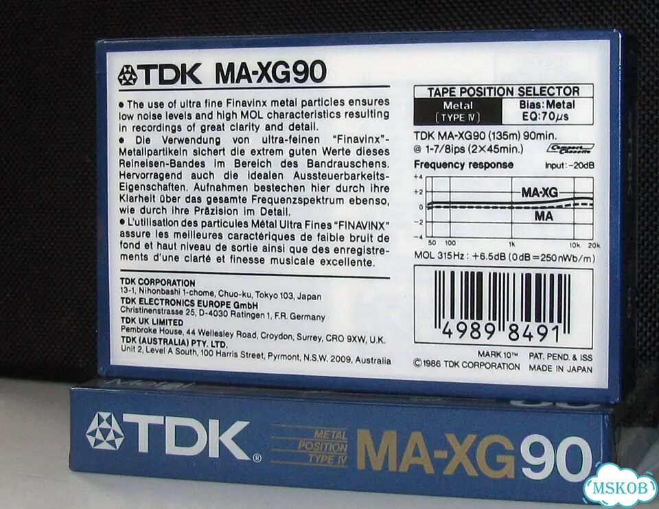 Аудиокассеты TDK MA-XG 90 Metal Japan 1986 г фото 2