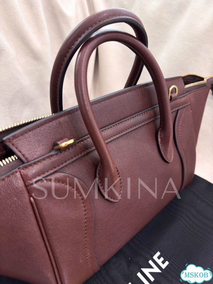 Сумка Celine Little Luggage бордовая фото 10