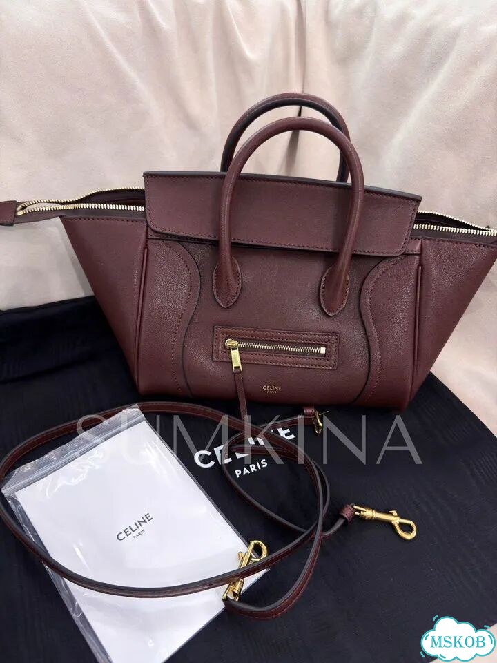 Сумка Celine Little Luggage бордовая фото 2
