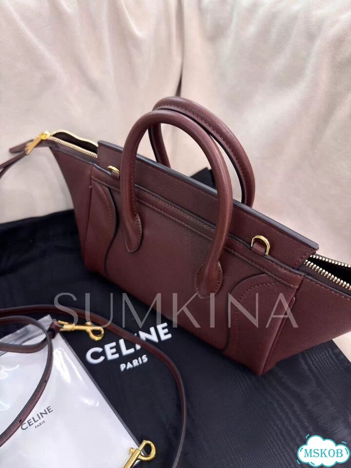 Сумка Celine Little Luggage бордовая фото 8