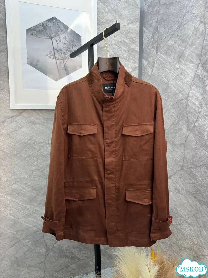 Льняная ветровка Kiton в оттенке терракоты фото 1