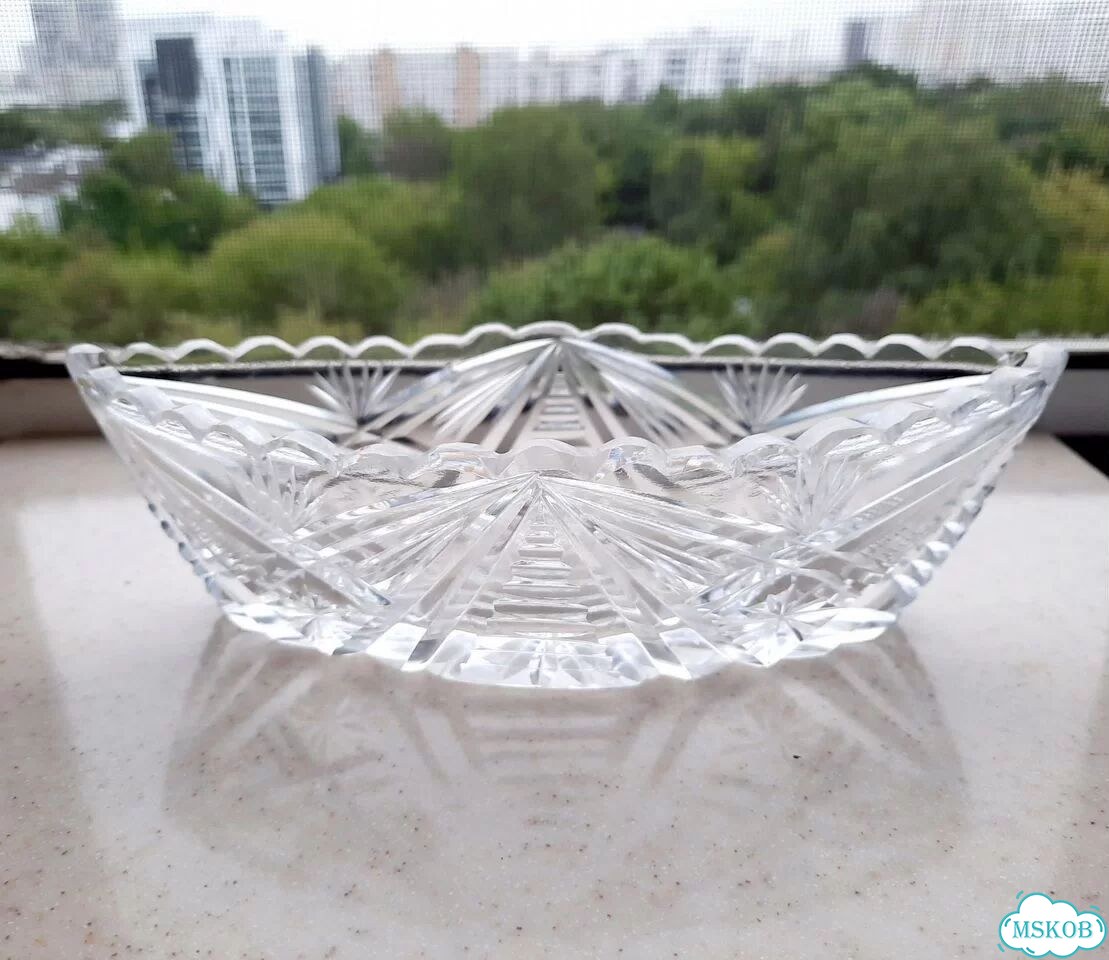 Винтажная хрустальная конфетница. ладья. СССР фото 1