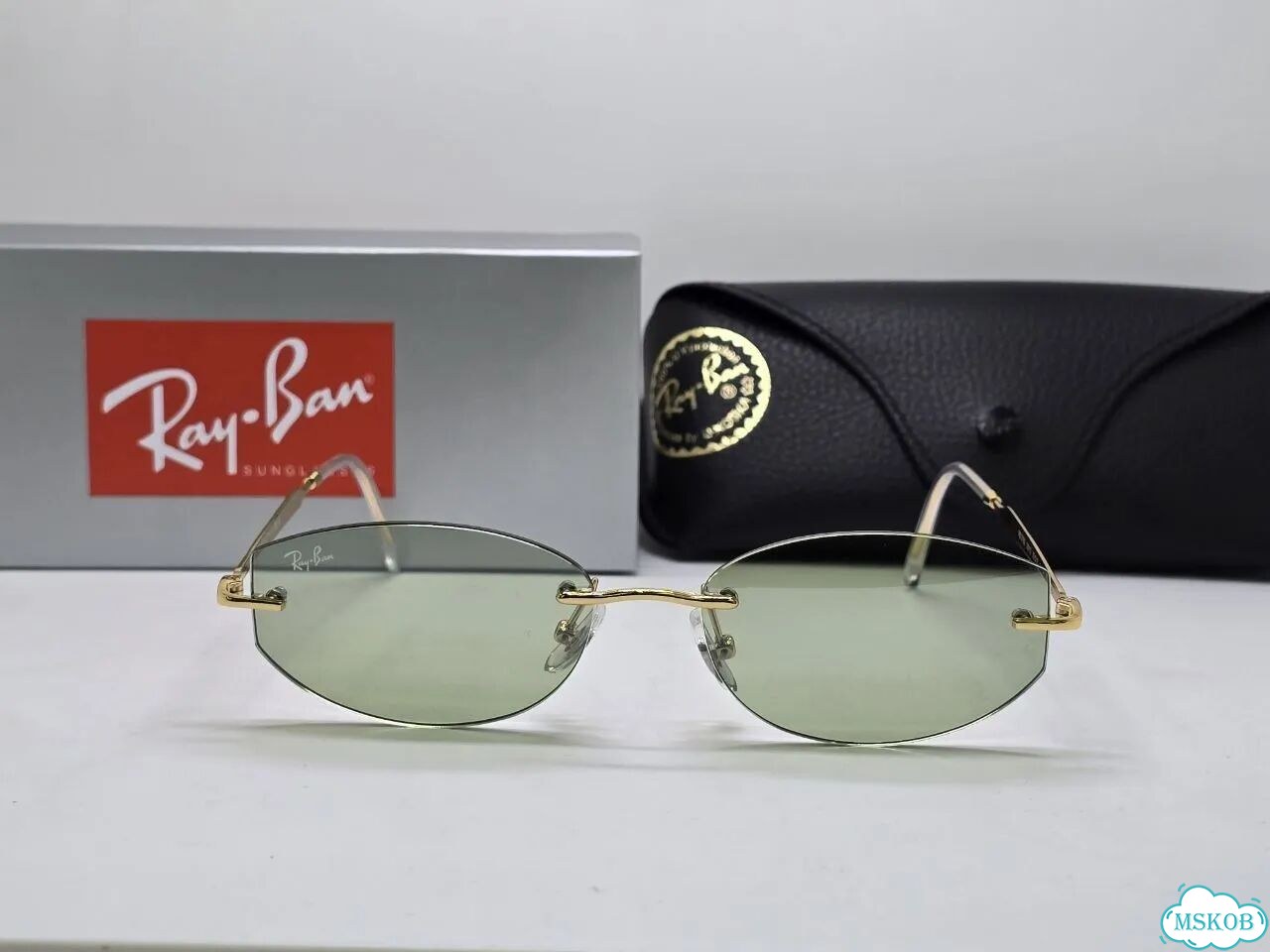 Ray-Ban зелёные очки без оправы унисекс новинка фото 1