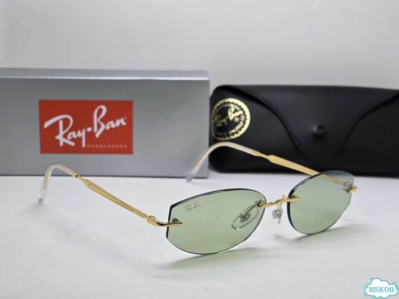 Ray-Ban зелёные очки без оправы унисекс новинка фото 3