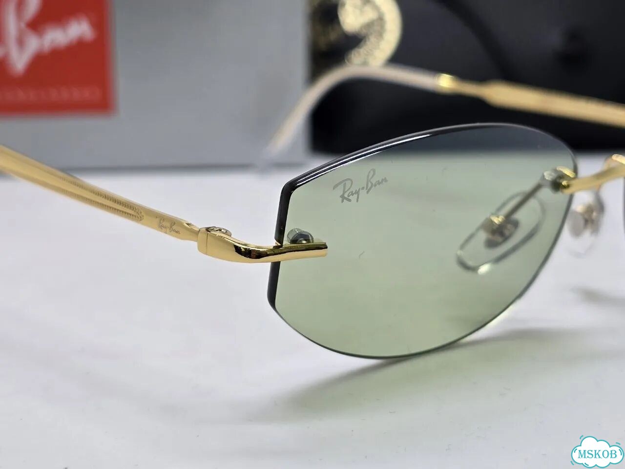 Ray-Ban зелёные очки без оправы унисекс новинка фото 5