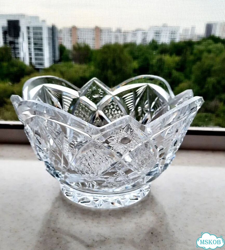 Винтажная хрустальная конфетница, ваза. СССР фото 2