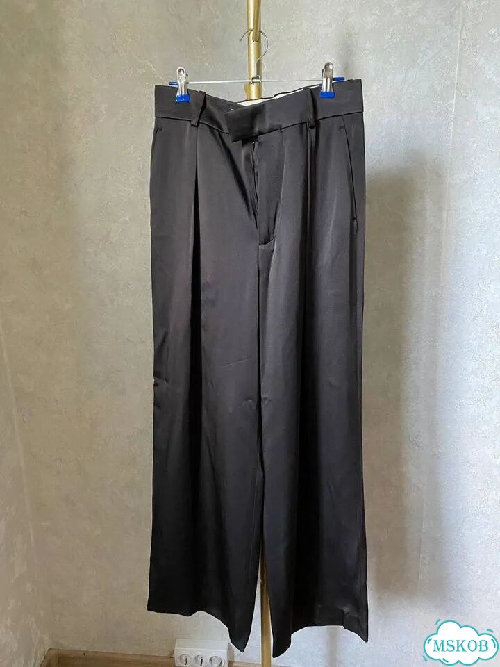 Атласные брюки палаццо Zara черные 40р бу фото 6