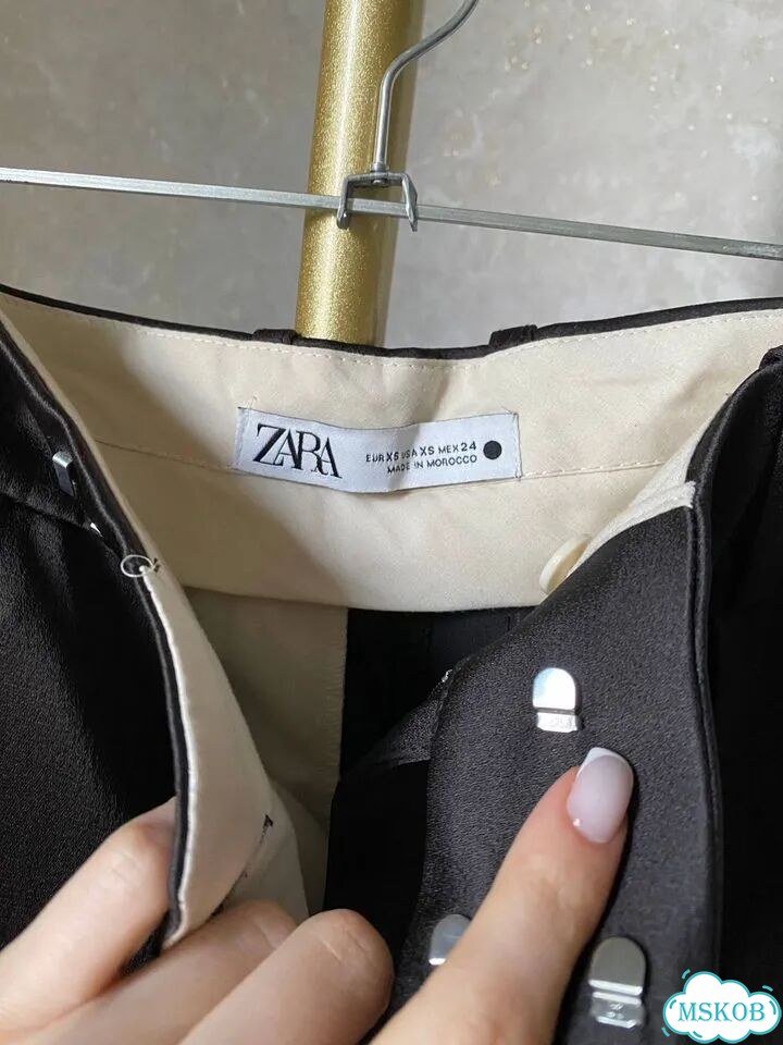 Атласные брюки палаццо Zara черные 40р бу фото 8