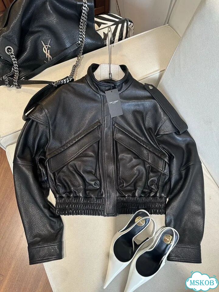 Замшевый кожаный бомбер Saint Laurent 2026 фото 8