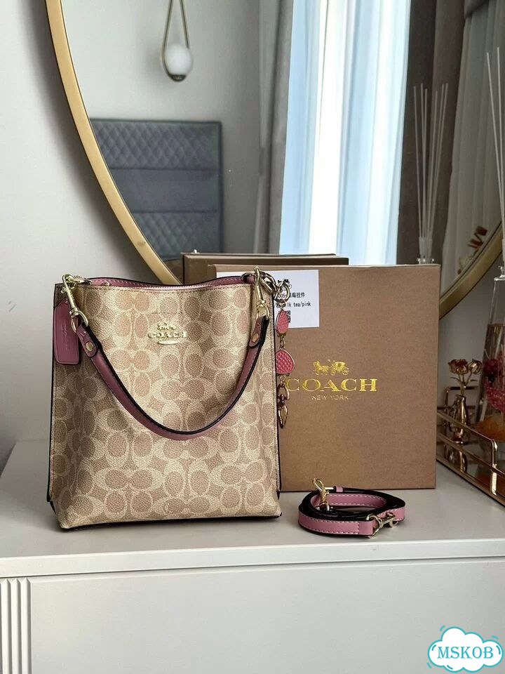 Сумка 2026 женская Coach бежевая мини фото 11