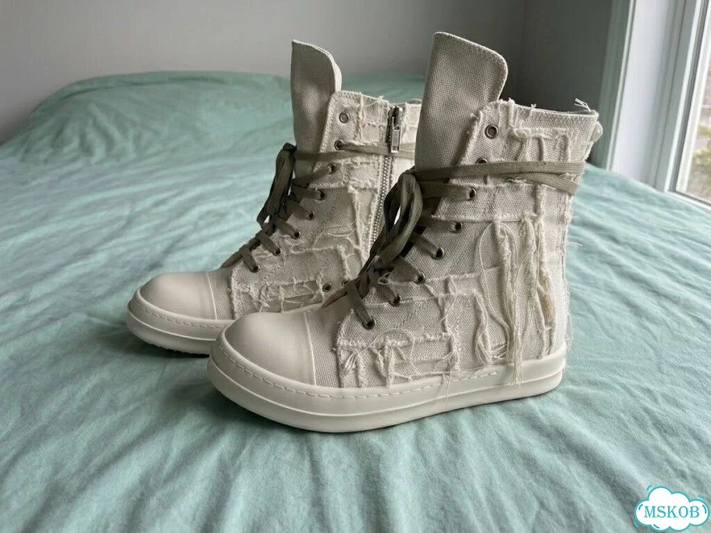 Кеды Rick Owens Ramones Slashed бежевые фото 1