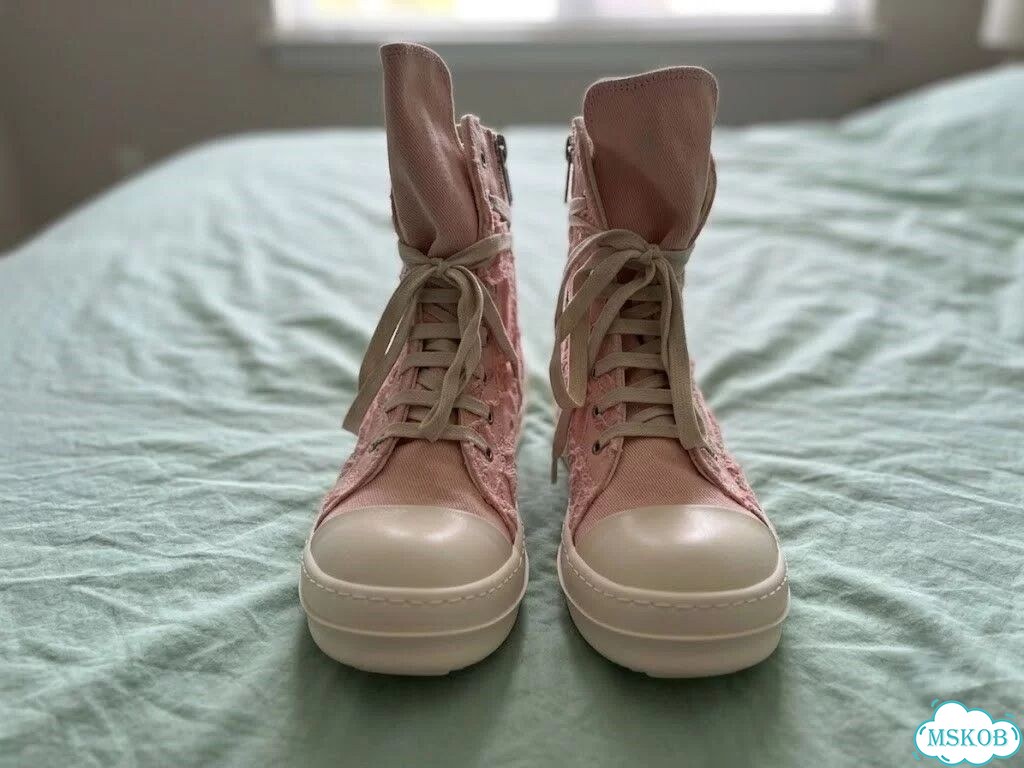 Кеды Rick Owens Ramones Slashed розовые фото 4