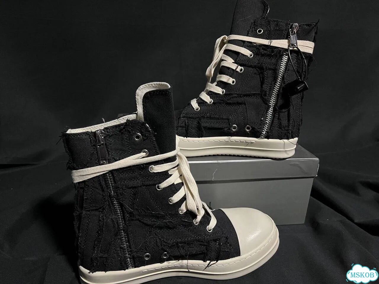 Rick owens ramones slashed черные фото 2