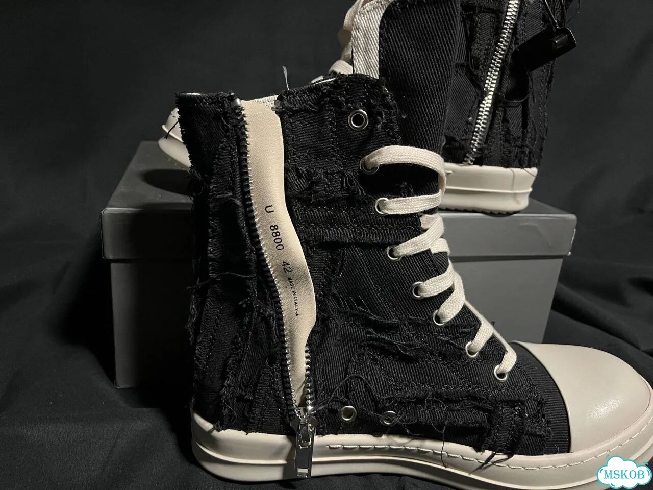 Rick owens ramones slashed черные фото 7