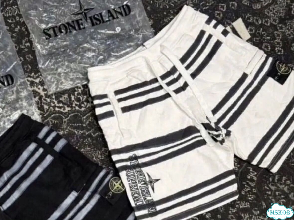 Шорты stone island x supreme белые фото 10