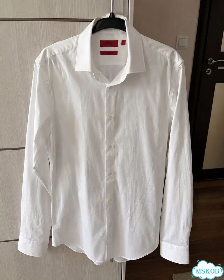 Белая рубашка hugo оригинал, slim fit, S фото 1