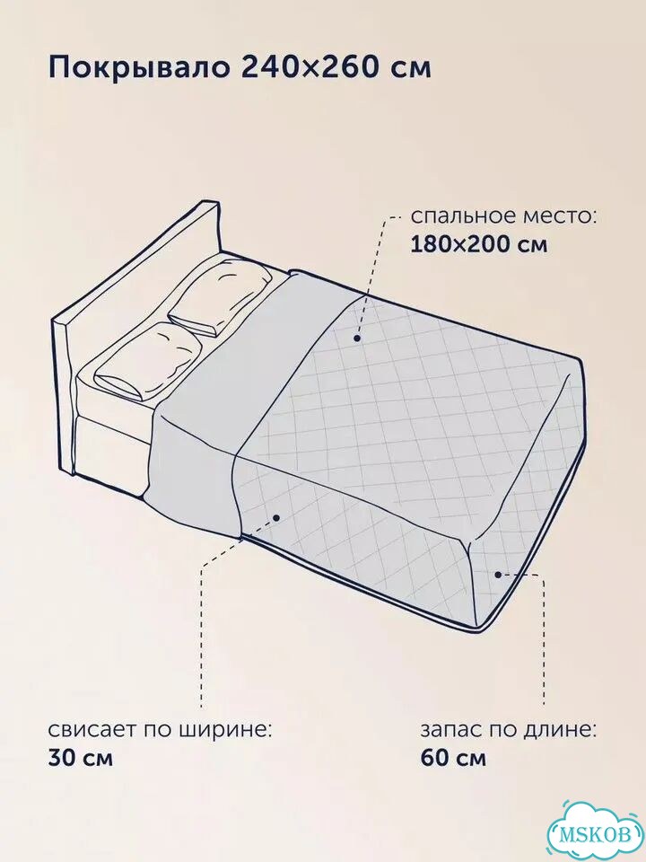 Покрывало 240x260 с 2 наволочками байфлора, Cream фото 7