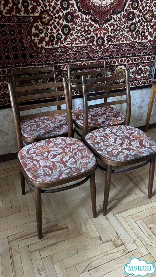 Стул винтажный чехословакия цельное дерево фото 1
